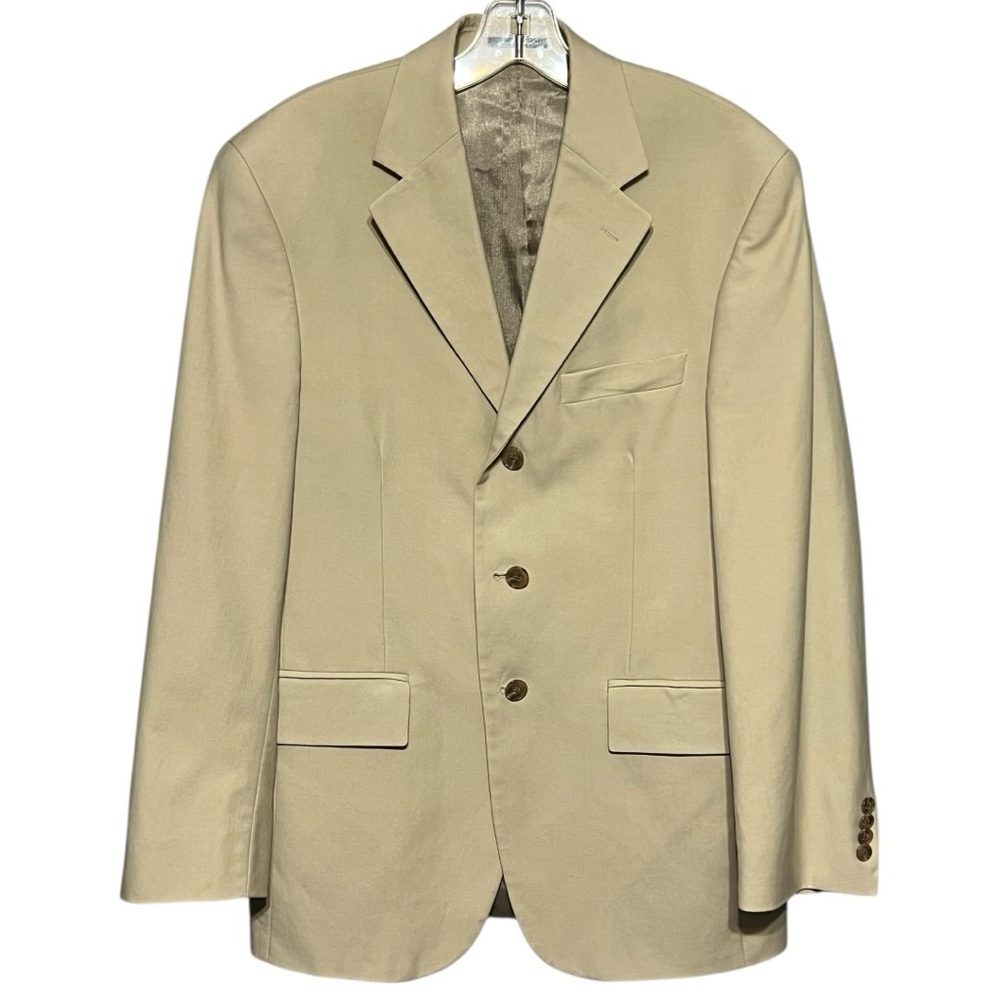 Bachrach Men’s Beige Cotton Silk Blend 3-Button Blazer 38SH